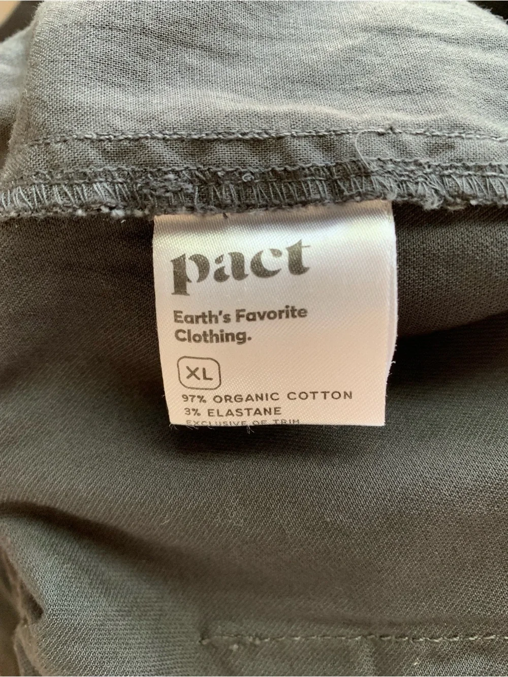 Pact Women's Daily Twill Pant pull on drawstring Charcoal gray XL - Picture 6 of 6